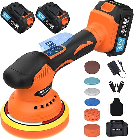 Pulidora inalámbrica para automóvil 21V 🚗 Kit de pulido con baterías y 8 velocidades