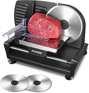 FOHERE Cortador Eléctrico de Carne 200W 🔪 Rebanador de Delicatessen para el Hogar con Grosor Ajustable